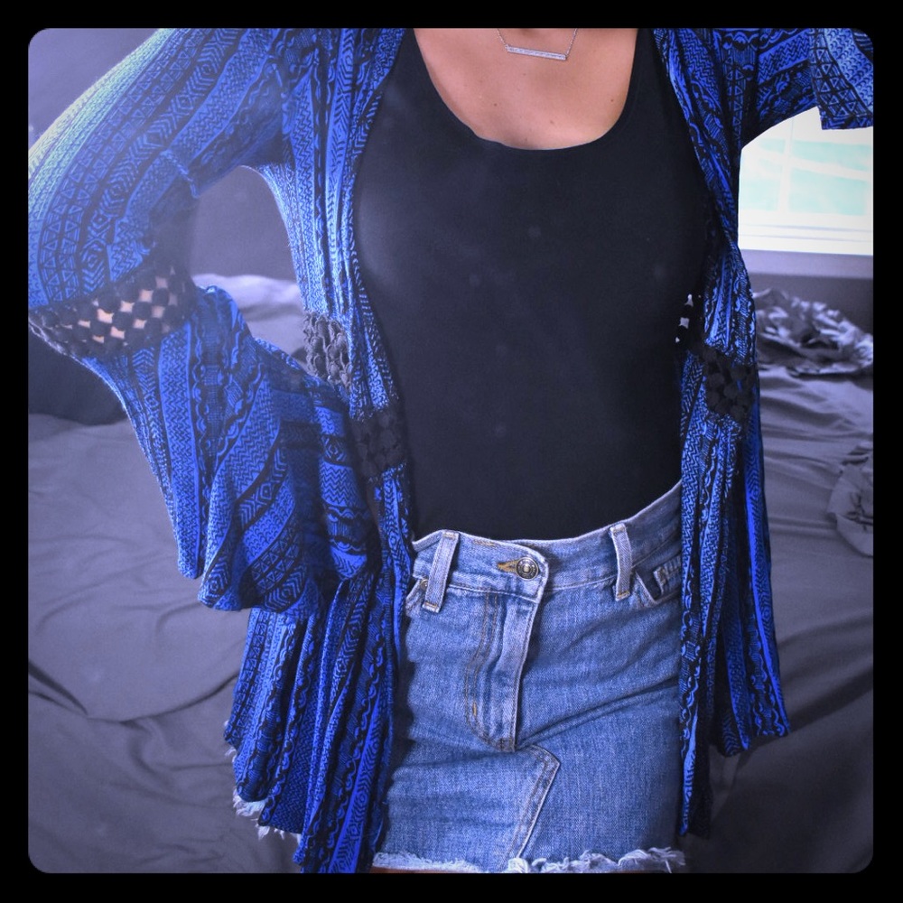 VINTAGE HAVANA BLUE AND BLACK CARDIGAN